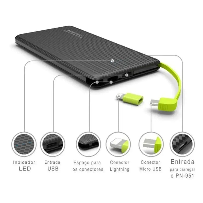 Power Bank Pineng 10.000mAh IPhone/V8 Portable Charger